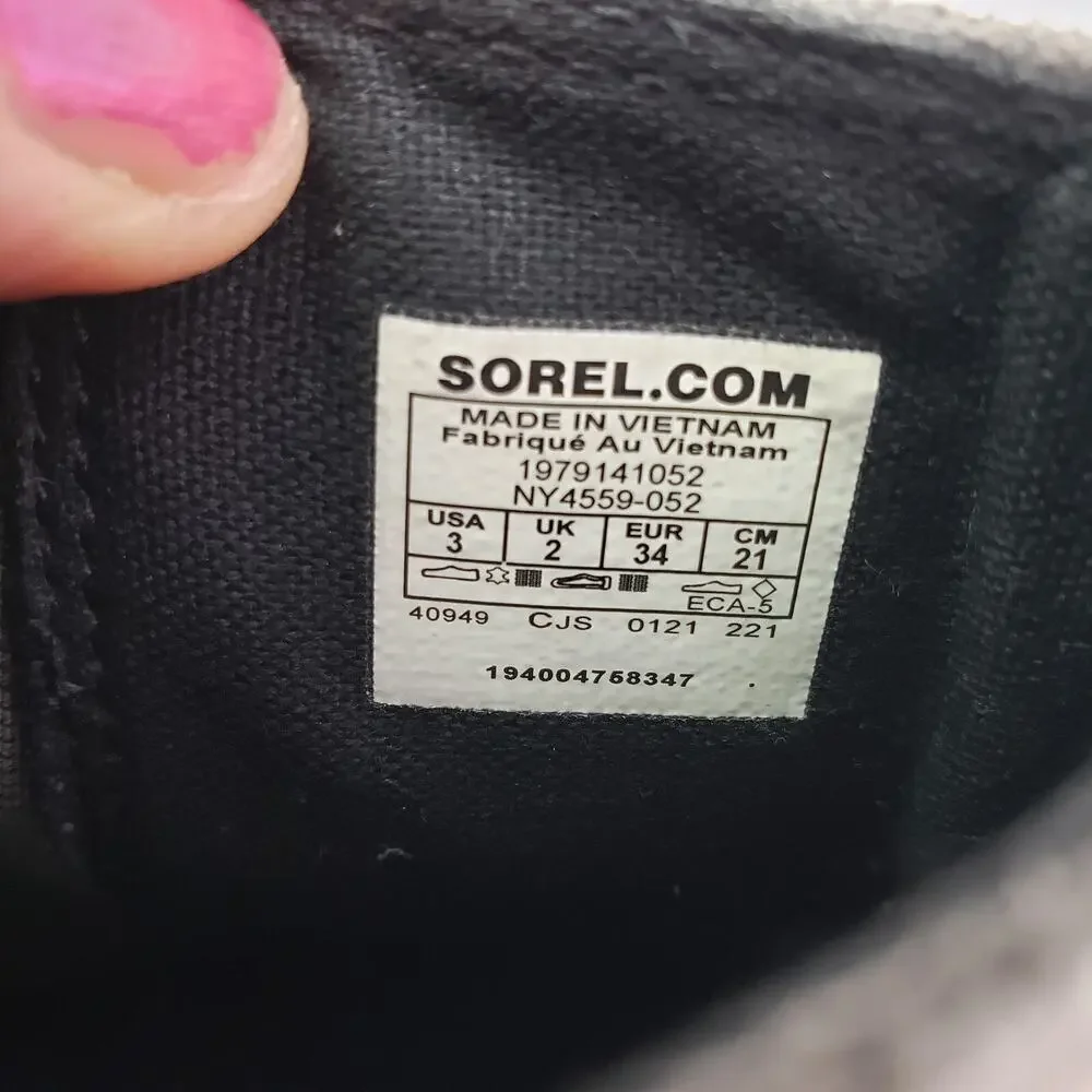 Sorel Joan Of Arctic Girls Size 3Y Gray Suede Hidden Wedge Chelsea Booties Boots